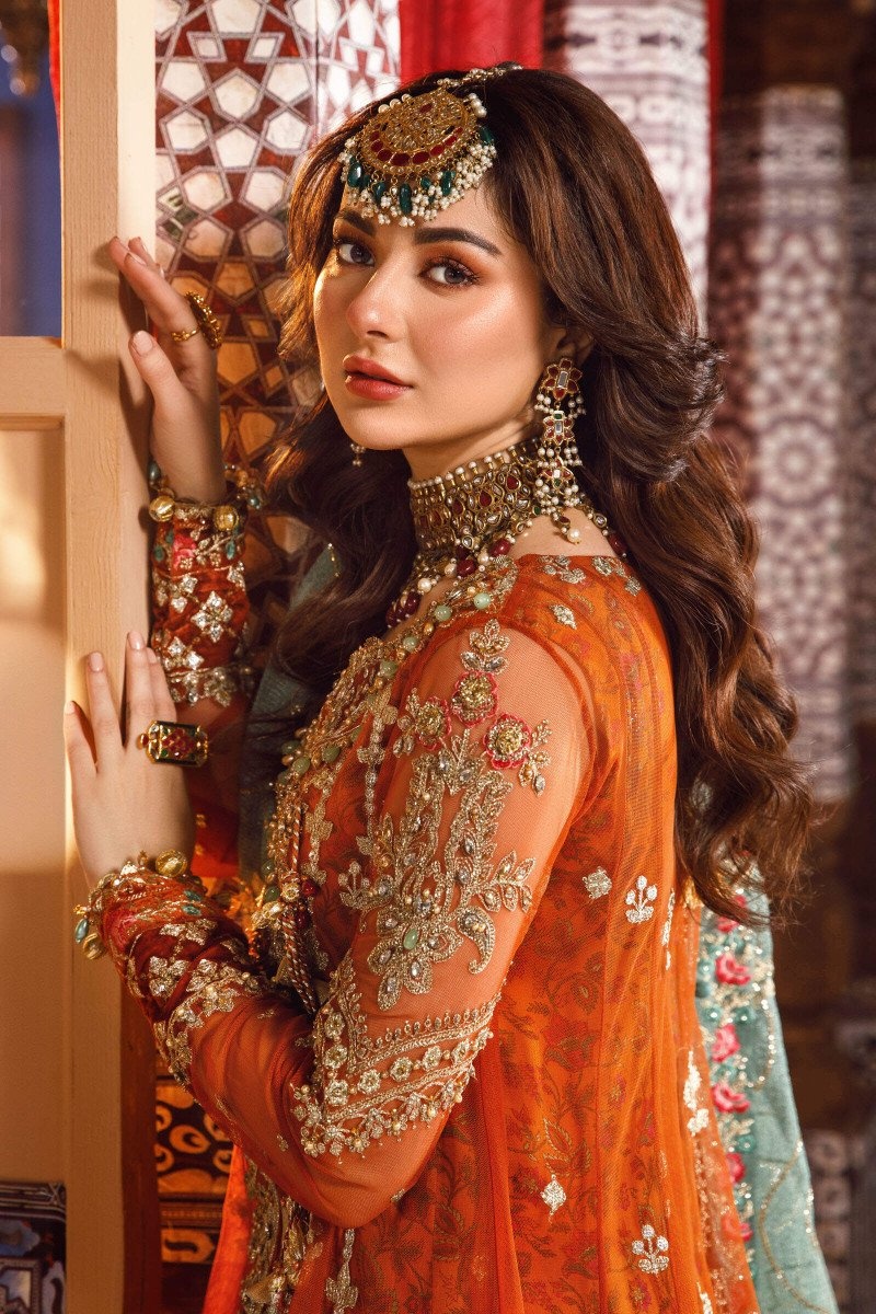 Burnt Orange, Fuchsia Pink (BD-2506) pakistani fashion outfit in…